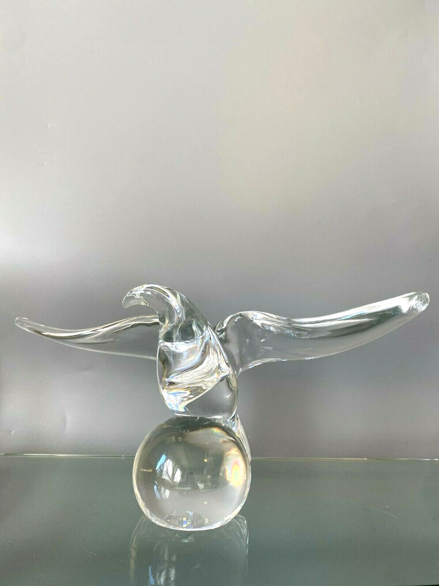 Vintage Steuben Crystal Eagle on Ball Figurine Signed | eBay
