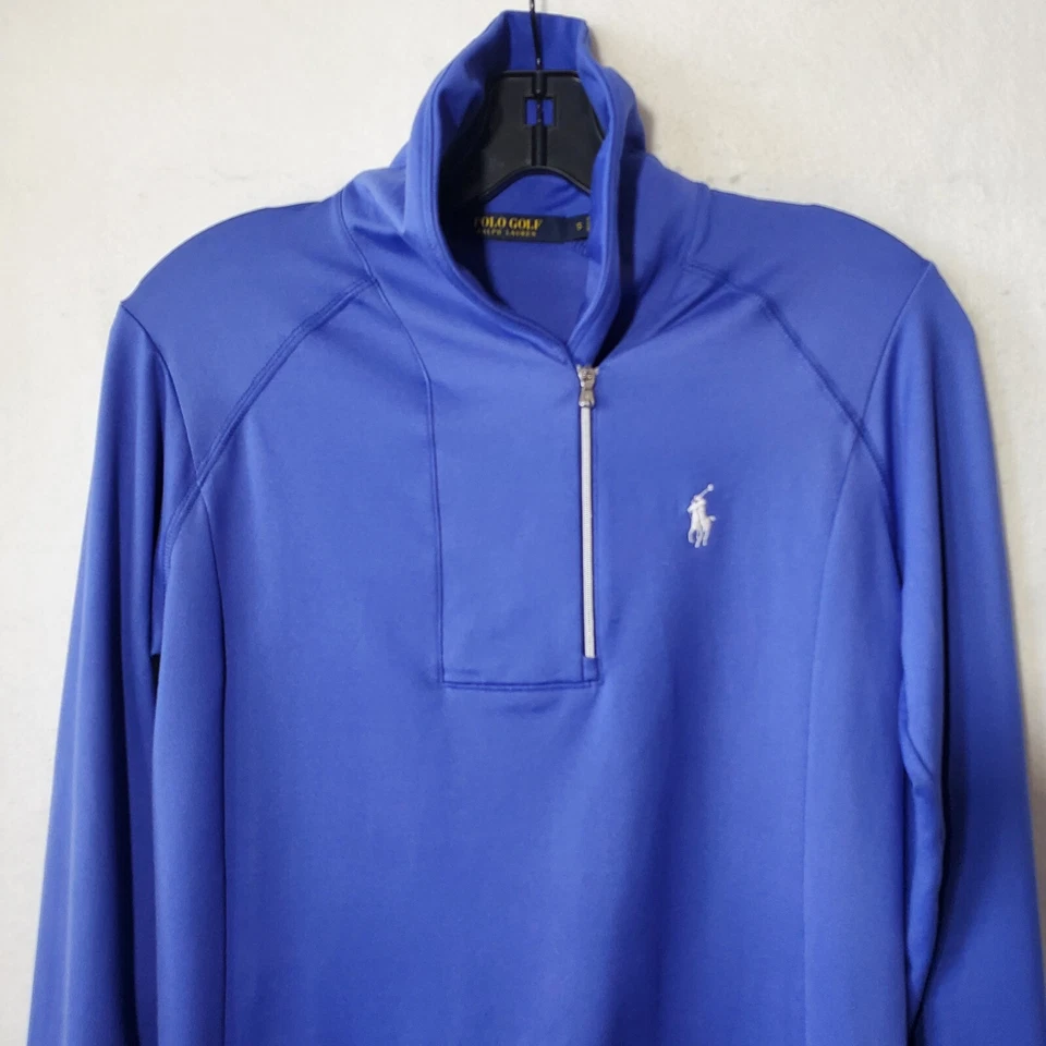 Camisa Polo Golf Ralph Lauren Mujer Pequeña Púrpura Cuarto Cremallera Rendimiento Eléctrica Foto 3 de 4