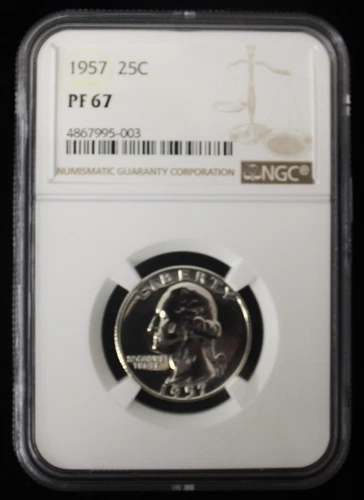 1957 25C SILVER WASHINGTON QUARTER - NGC PF 67