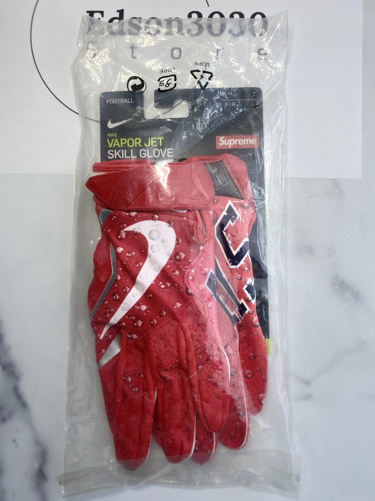 Gants de football Supreme Nike Vapor Jet 4.0 NFL rouge taille GRANDE FW18
