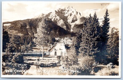 Postcard RPPC Banff Alberta Canada Cascade Mountain Reflection Pool c1940s R75