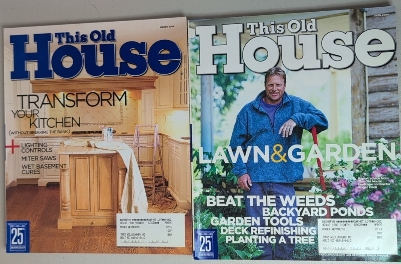 THIS OLD HOUSE Magazine Lot of 2 2004 March Apr DIY Lighting Lawn Garden Ponds