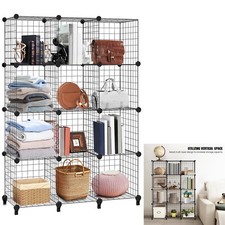 12PCS Wire Cube Storage Organizer Shelving Unit Shelves Rack Modular Bookshelf