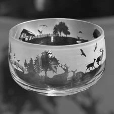 WOODLAND  Frieze 21cm Boxed Clear Crystal Glass Tapered Bowl - Fruit Bowl