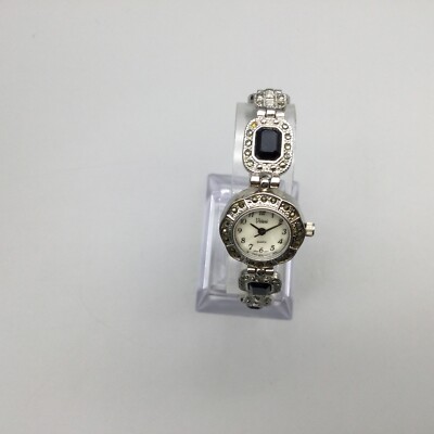 Vivani Watch Women 21mm Silver Tone Marcasite MOP Black  display picture 1