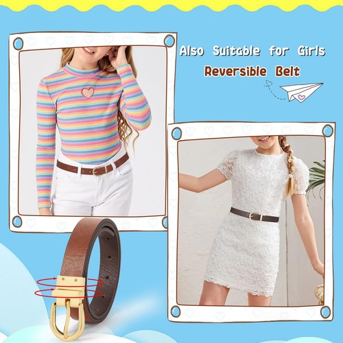 Kids Reversible Belt for Boys and Girls Leather Belt for School Uniform Casua... - Picture 4 of 6