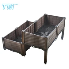 2Pcs Rectangle Planter Box Raised Garden Bed Grow Large Flowers Vegetable Box