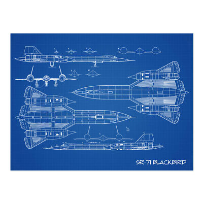 SR-71 Amsel Habu US Flugzeug Spionageflugzeug Bauplan Leinwand Wandbild Kunstdruck
