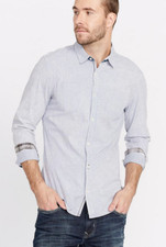 Buffalo David Bitton Men's SAIVER-X Stripe Shirt, Combo Blue Nuit, Size XL