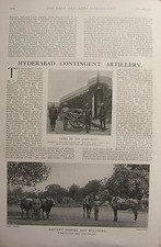 1902 Druck ~ Hyderabad Kontingent Artilleriebatterie Singh Khan Pferde & Ochsen