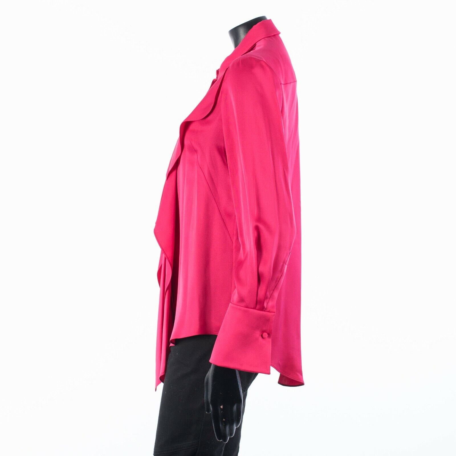 ALEXANDER MCQUEEN 1490$ Ruffled Shirt Blouse In Pink Silk