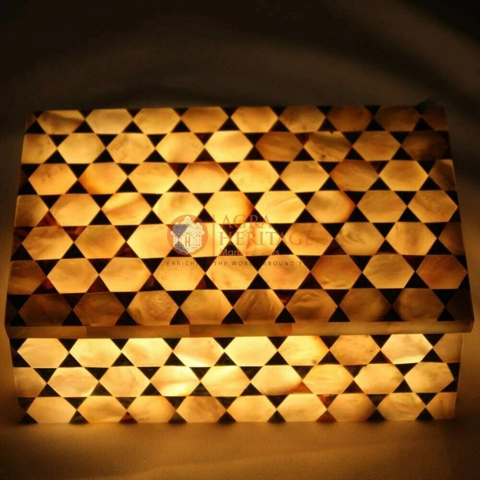 6"x4"x2" Marble Trinket Jewelry Box Modern Mop Mosaic Design Halloween Gift Deco - Image 3 of 3