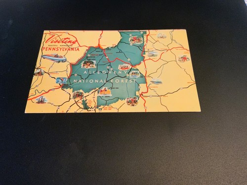 Pennsylvania ~ Karte - Allegheny National Forest - unbespielt alte Postkarte