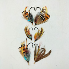 Konvolut 6 antike/vintage Lachsfliegen mit Darmäugen - verschiedene Größen