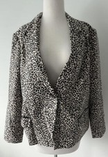 CHICOS Ladies Size 3 Faux Sueded Animal Cheetah Print Blazer Jacket 169 ret