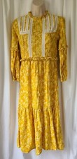 Laura Ashley Urban Outfitters Yellow Floral Madison Prairie Dress Small-Petite 