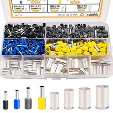 400PCS Wire Ferrule Terminal Kit Silver Plated Copper 8 Sizes AWG 16-2