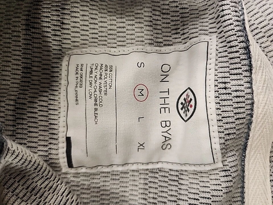 Camisa On The Byas a Rayas con Capucha Manga Larga Cuarto Botón Para Hombre MEDIANA - Gris Foto 4 de 4