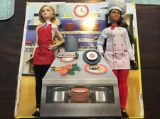 Barbie Chef And Waiter Set- Barbie You Can Be Anything 2016- NEW Damage Box