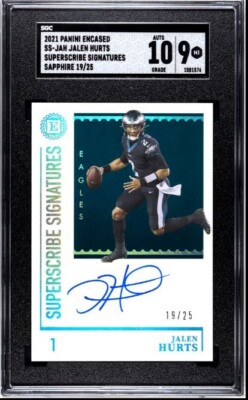 2021 PANINI ENCASED SUPERSCRIBE SIGNATURES SAPPHIRE JALEN HURTS