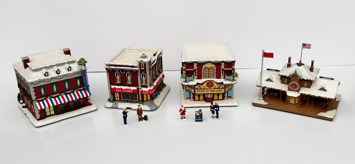 RARE U.S.M.C. Complete Set Christmas Hawthorne Village - Marines