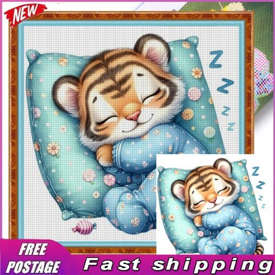 Full Embroidery Eco-cotton Thread 18CT Printed Tiger Cross Stitch Kit 40x40cm