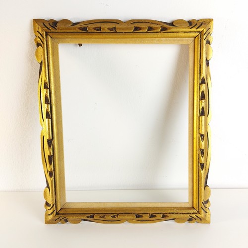 Antiker Jugendstil Art Deco Bilderrahmen geschnitzt Holz goldfarben passend für 12x 9,5" - Bild 2 von 14