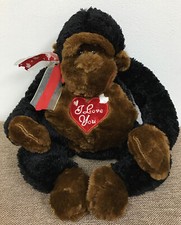 Dan Dee Monkey Valentines Love Heart Gold brown Plush Stuffed Animal Toy