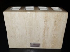 TOOTHBRUSH HOLDER, Ceramic 4 Slots Beige Rectangular 5" x 3.5" x 2"