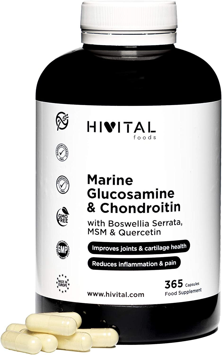Glucosamina e Condroitina 365 Capsule | MSM e Boswellia per Articolazioni