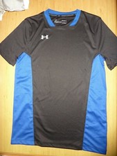 Boys Under Armour Short Sleeved Black/Blue Trim Top - Boys YLG/JG/G