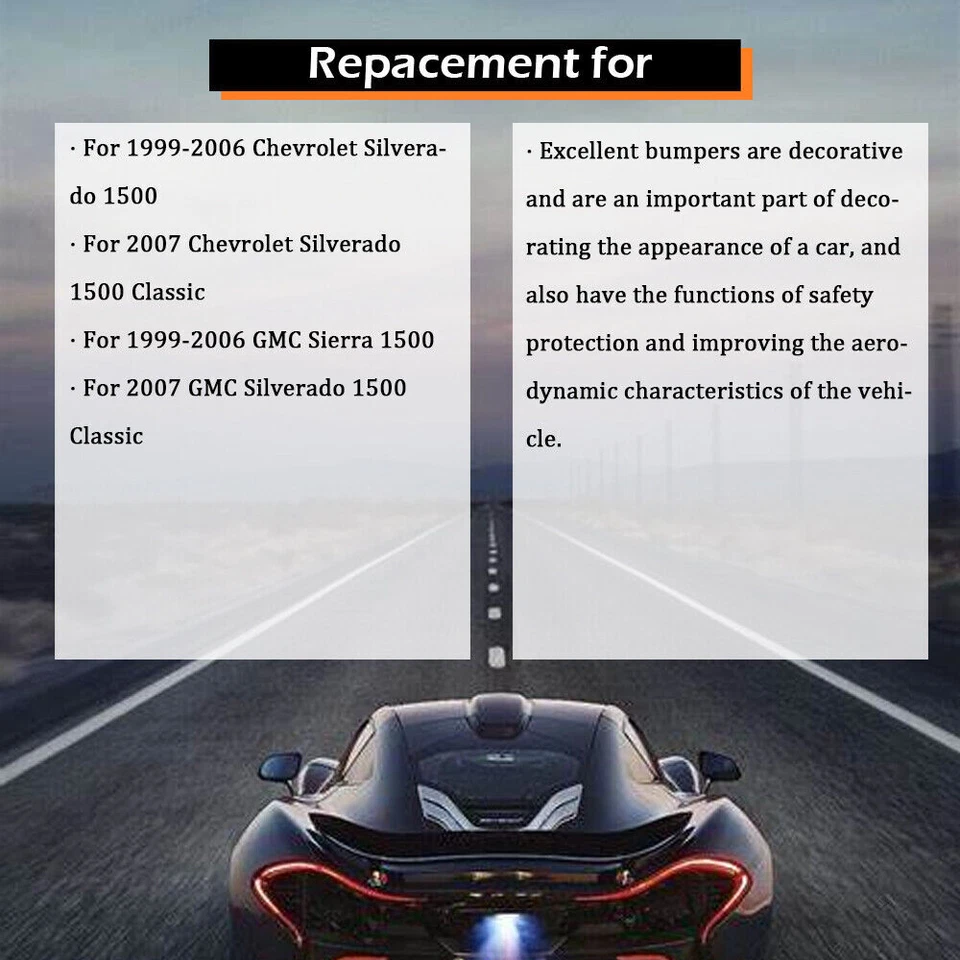 Parachoques trasero de acero inoxidable cromado para Chevy Silverado Sierra 1500 99-06 Foto 3 de 4