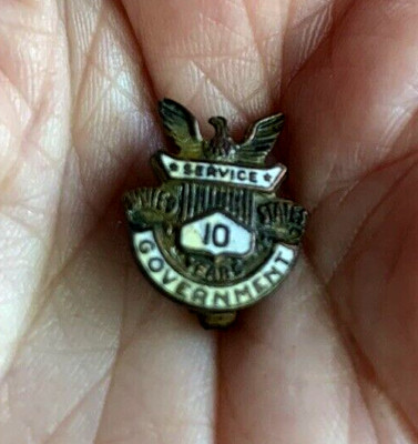 Vintage Eagle 10 Year Government Service Pin White Enamel | eBay