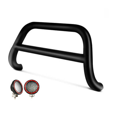 Black Horse A Bar Push Bar No Skid Black w/5.3''LED Fits 2018-2024 Chevy Equinox