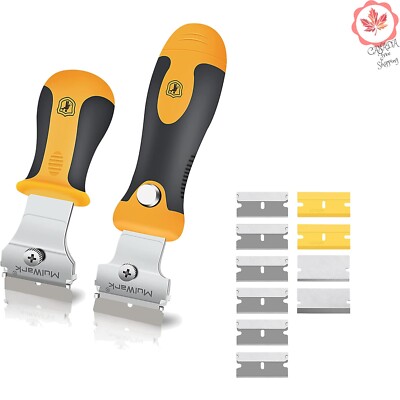 Razor Scraper Set - Protective Cover, Blades, Non-Slip Handle - Cleaning Tool