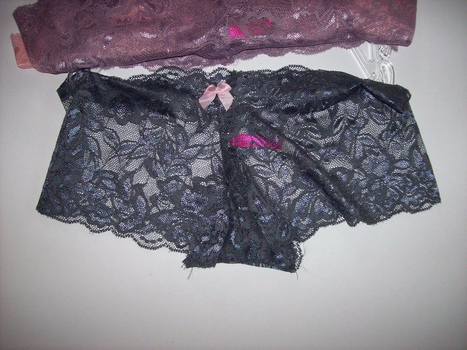 Hotkiss Tanga Lencería Panty Íntimo Selecto Para Mujer Talla Encaje Lazo Negro Verde azulado Nuevo con Etiquetas Foto 2 de 4