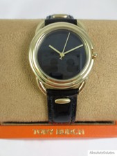 NEW Tory Burch Gold Black Patent Leather Miller Ladies Watch TBW7218 Logo NWT