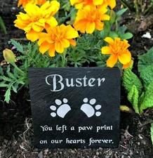 Personalisierte gravierte Haustier Denkmal Naturschiefer Grabmal Plakette Hund/Katze