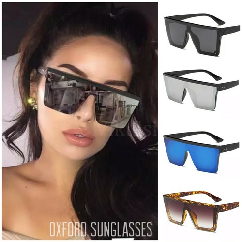 New Style Women Ladies Sunclasses Square Oversized Flat Top BlackLeopard_voghion.com
