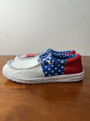 New Men's Hey Dude Wally Sox Tri American Pride USA Shoes Size