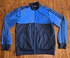 Adidas Blue Colorblock Full Zip Fleece Lined Track Jacket Rare Colorway L