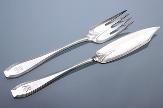 24x WMF antikes Jugendstil Fischbesteck Albin Müller Modell 300 Silberbesteck