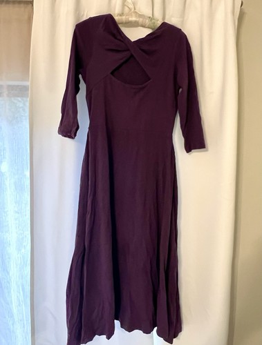 Pact Organic Cotton Fit & Flare Dress In PLUM, Medium