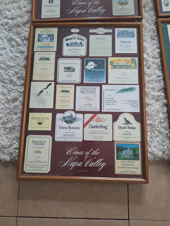 VINTAGE Wines of the Napa Valley Wine Label Series 1-4 Collector Framed Posters - Image 4 of 4