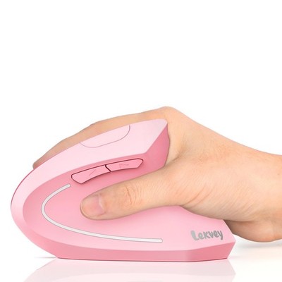 Pink Ergonomic Vertical Wireless Mouse 2.4 GHz USB Optical Rechargeable Mice