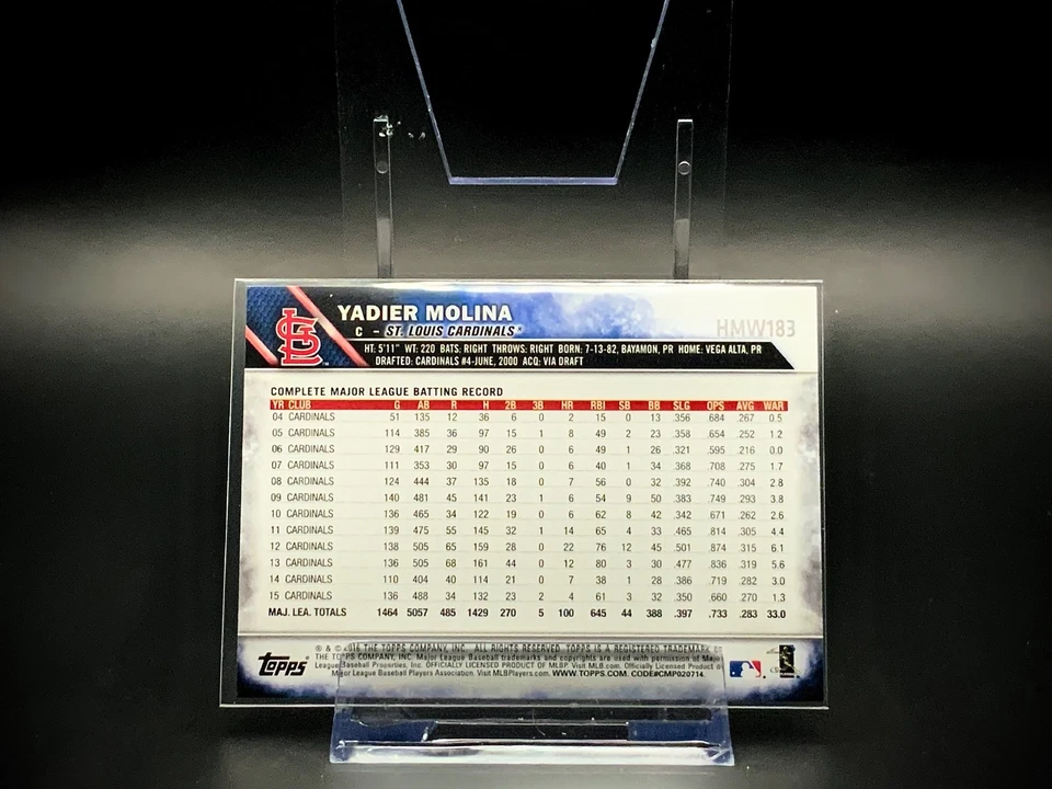 ⚾️ 2016 Topps Holiday Snowflake Metallic 💎 Yadier Molina HMW183 ⚾️ - Image 2 of 2