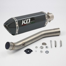 Slip per Kawasaki Z750 2007-2013 51mm Scarico Mid Link Tubo Marmitta Punte Nero