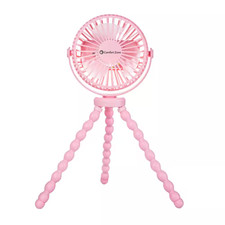 4 In. Tri-Pod Stroller Fan with Flexible Legs, 3-Speed, Rechargeable, Pink