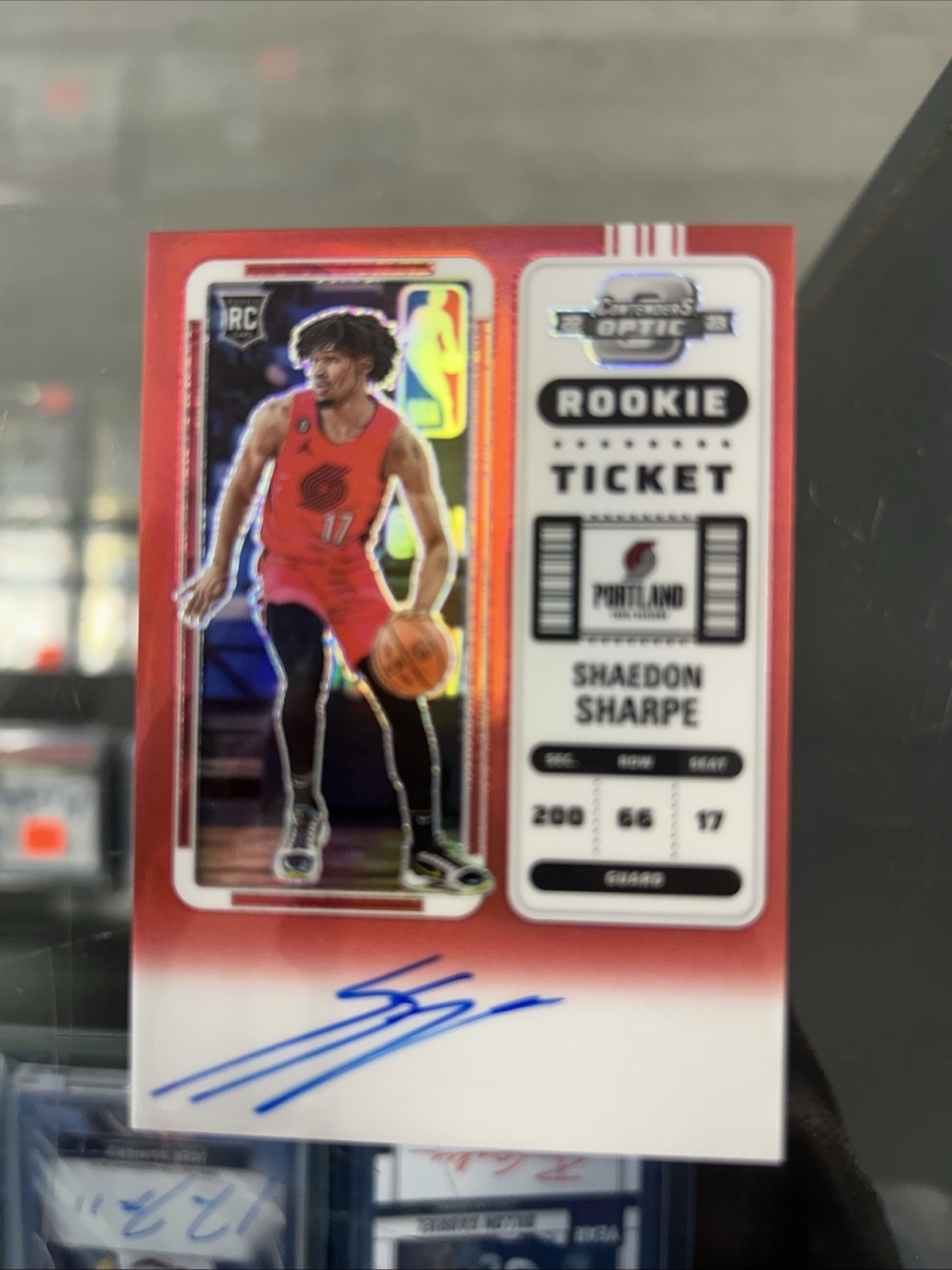 2022-23 Contenders Optic Shaedon Sharpe Rookie Ticket Auto Red #76/99 🔥