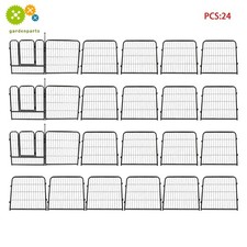 Dog Playpen 24 Panels 24" Dog Fence Pet Dog Exercise Pen Outdoor Indoor W/ Doors